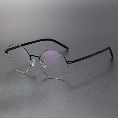 Round Thin Steel Glasses LE8032_Black