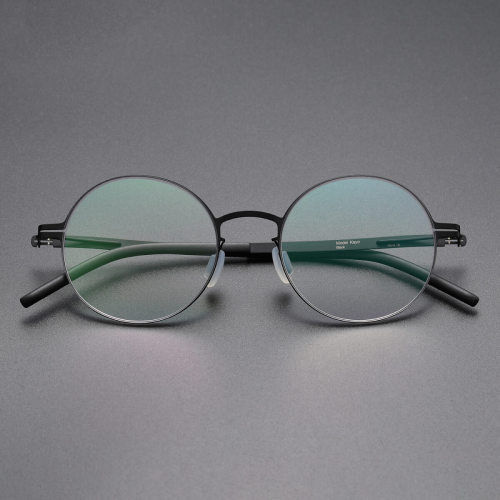 Round Thin Steel Glasses LE8032_Black