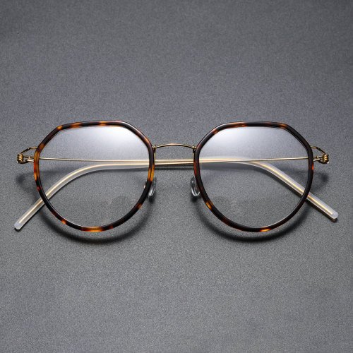 Round Titanium & Acetate Glasses LE8031_Gold - Tortoise
