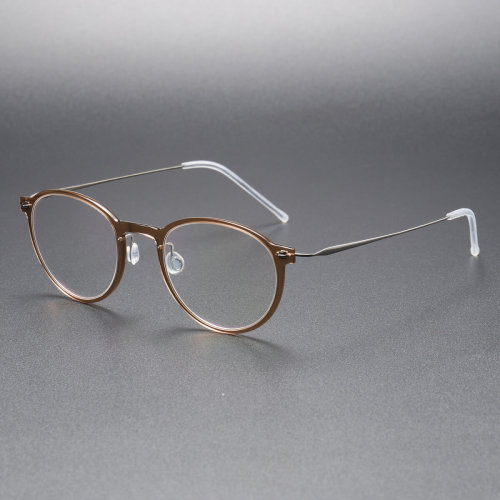 Round Titanium Glasses LE8013_Brown