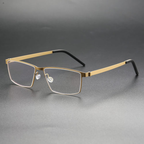 Rectangle Titanium Glasses LE8025_Gold