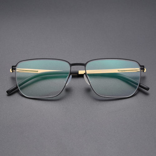 Square Thin Steel Glasses LE8033_Black - Gold