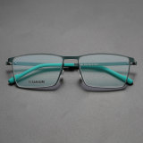 Square Titanium Glasses LE8020_Green Front View
