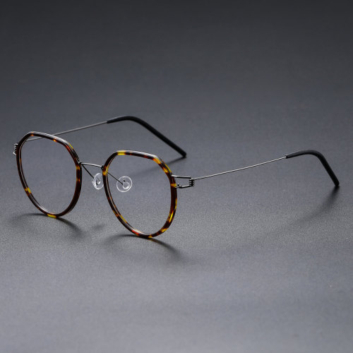 Round Titanium & Acetate Glasses LE8031_Gunmetal - Tortoise