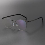 Round Thin Steel Glasses LE8028_Gunmetal