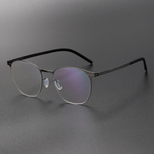 Round Thin Steel Glasses LE8028_Gunmetal