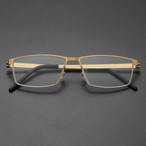 Rectangle Titanium Glasses LE8025_Gold