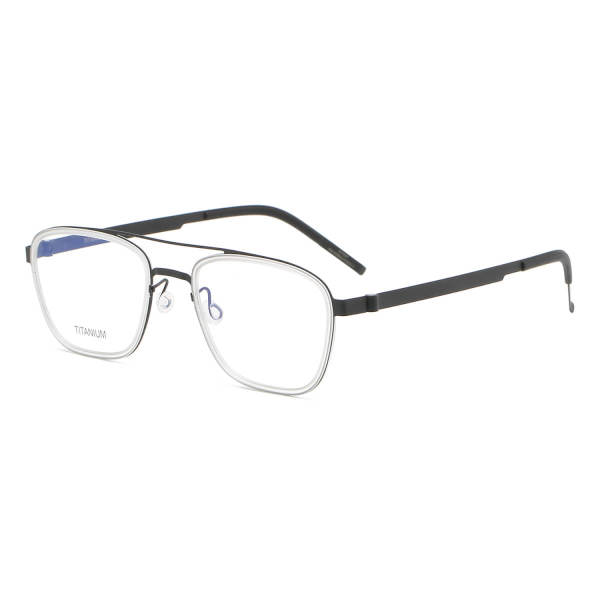 Aviator Titanium & Acetate Glasses LE8027_Gunmetal - Clear