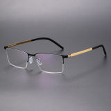 Rectangle Titanium Glasses LE8029_Black - Gold