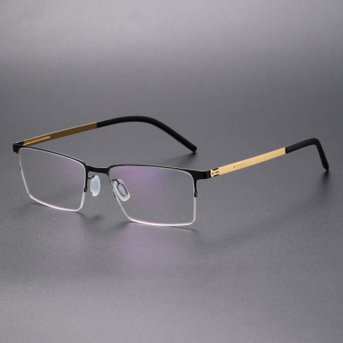 Rectangle Titanium Glasses LE8029_Black - Gold