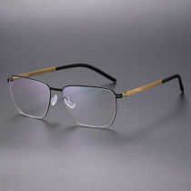Square Thin Steel Glasses LE8033_Black - Gold Square Thin Steel Glasses LE8033_Black - Gold