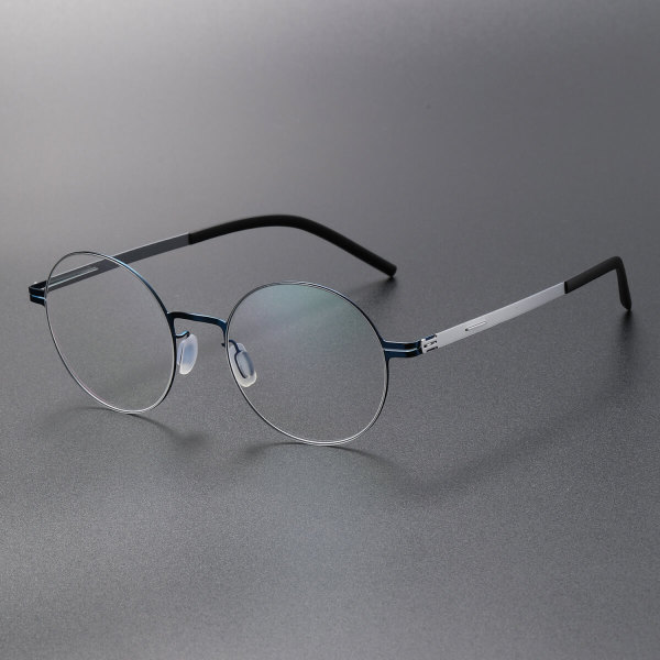 Round Thin Steel Glasses LE8032_Blue