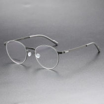 Round Titanium Glasses LE8021_Gunmetal