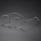 Round Titanium Glasses LE8030_Gold