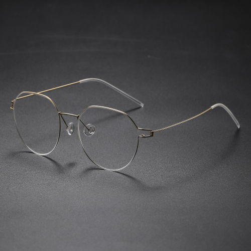 Round Titanium Glasses LE8030_Gold