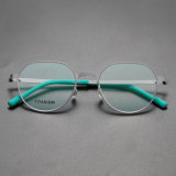 Geometric Titanium Glasses LE8023_Silver Front View