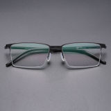 Rectangle Titanium Glasses LE8029_Black Front View