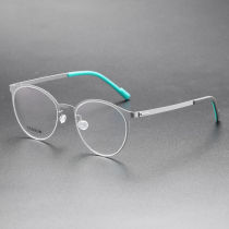 Round Titanium Glasses LE8016_Silver