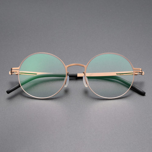 Round Thin Steel Glasses LE8032_Brown