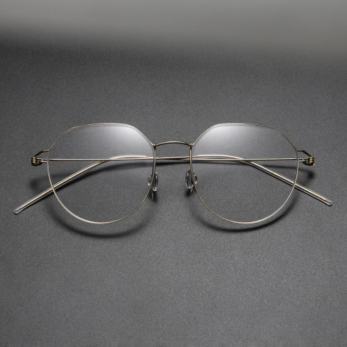 Round Titanium Glasses LE8030_Gold