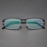 Half Rim Titanium Glasses LE8015_Black Front View