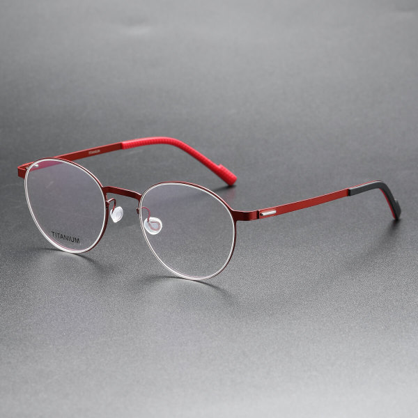 Round Titanium Glasses LE8021_Red
