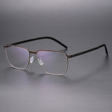 Square Thin Steel Glasses LE8033_Brown - Black