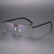 Square Thin Steel Glasses LE8033_Brown - Black Square Thin Steel Glasses LE8033_Brown - Black