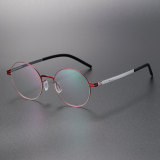 Round Thin Steel Glasses LE8032_Red