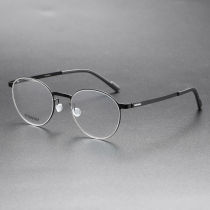 Round Titanium Glasses LE8021_Black
