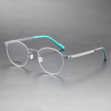 Round Titanium Glasses LE8021_Silver