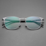 Round Thin Steel Glasses LE8028_Silver Front View