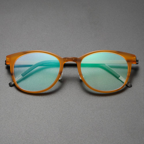 Round Titanium & Acetate Glasses LE8008_Yellow