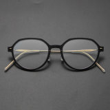 Round Titanium Glasses LE8011_Black Front View