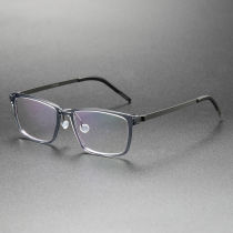 Square Titanium & Acetate Glasses LE8009_Clear Gray