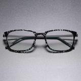Square Titanium & Acetate Glasses LE8005_Black Tortoise Front View