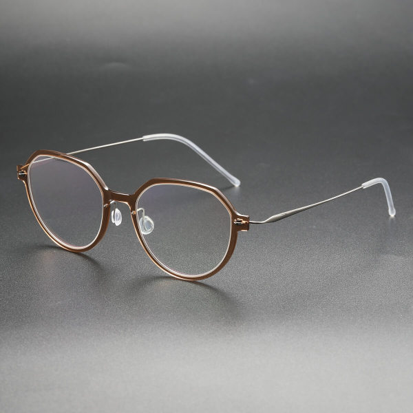 Round Titanium Glasses LE8011_Brown