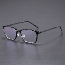 Square Titanium & Acetate Glasses LE8005_Black Tortoise Square Titanium & Acetate Glasses LE8005_Black Tortoise