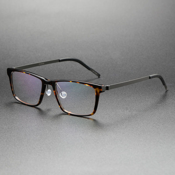 Square Titanium & Acetate Glasses LE8009_Tortoise