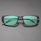 Square Titanium & Acetate Glasses LE8009_Clear Gray Front View