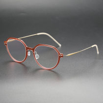 Round Titanium Glasses LE8011_Red