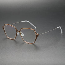 Square Titanium Glasses LE8012_Brown