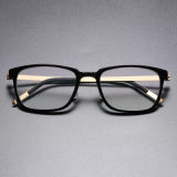 Square Titanium & Acetate Glasses LE8005_Black Front View