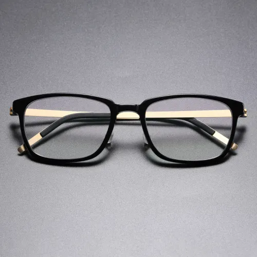 Square Titanium & Acetate Glasses LE8005_Black