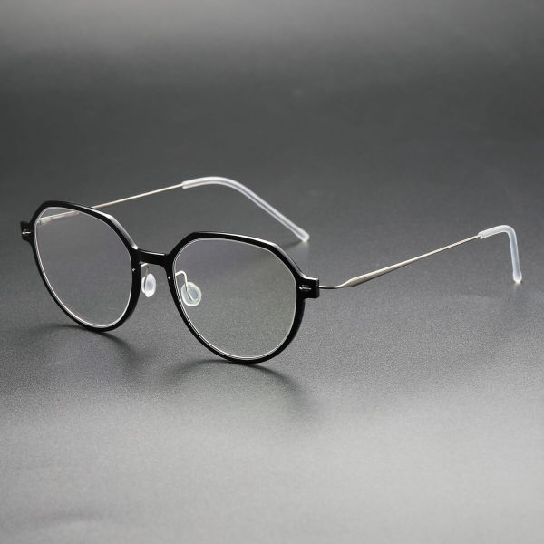 Round Titanium Glasses LE8011_Matte Black