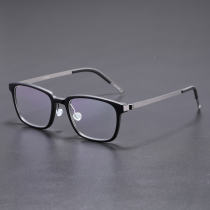 Square Titanium & Acetate Glasses LE8005_Matte Black Square Titanium & Acetate Glasses LE8005_Matte Black