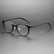 Round Titanium & Acetate Glasses LE8008_Black