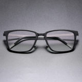 Square Titanium & Acetate Glasses LE8010_Matte Black Front View