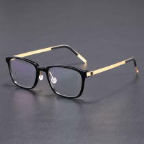 Square Titanium & Acetate Glasses LE8005_Black Square Titanium & Acetate Glasses LE8005_Black