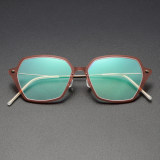 Square Titanium Glasses LE8012_Brown Front View